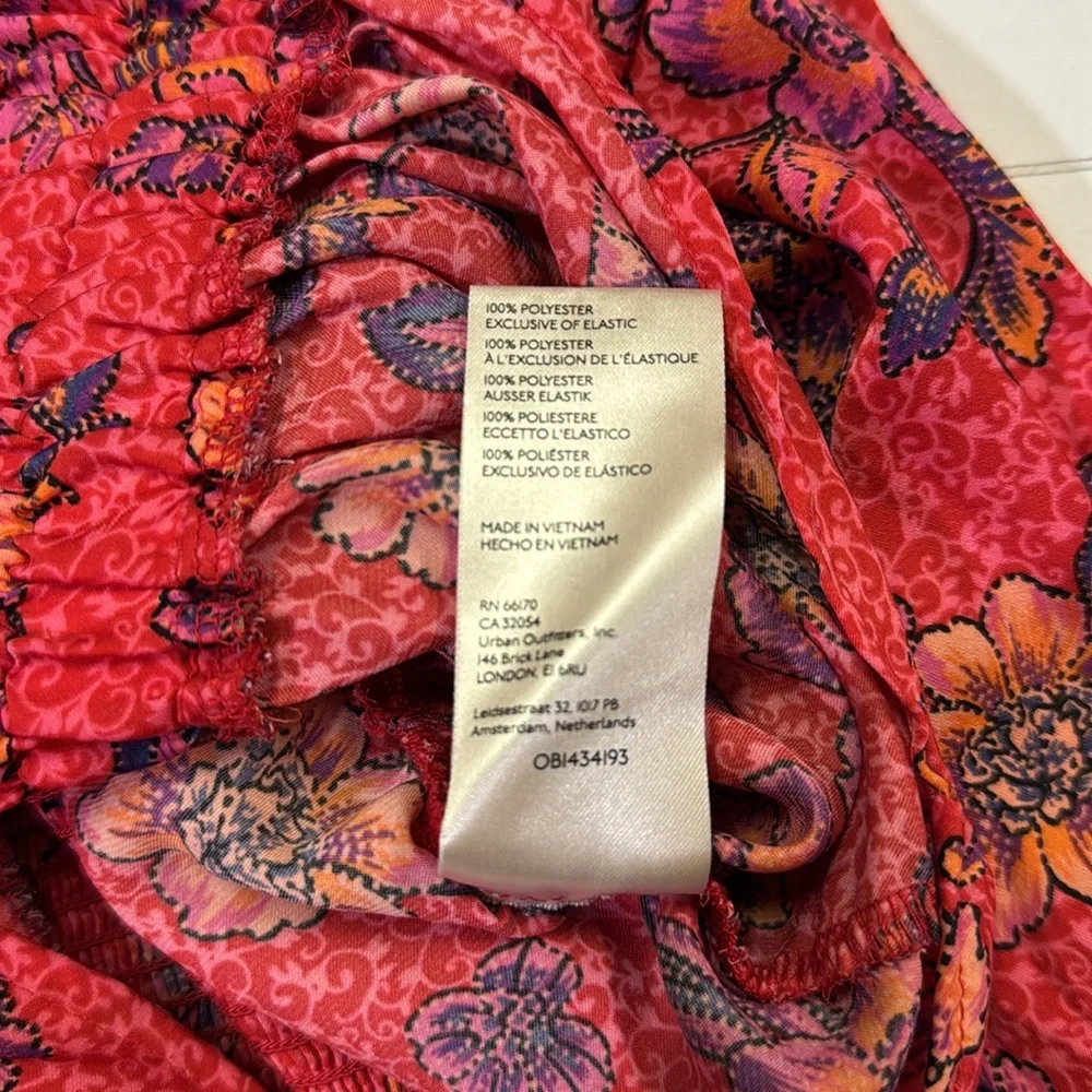 Free people womens XS I got you printed floral top polyester blouse in ruby red